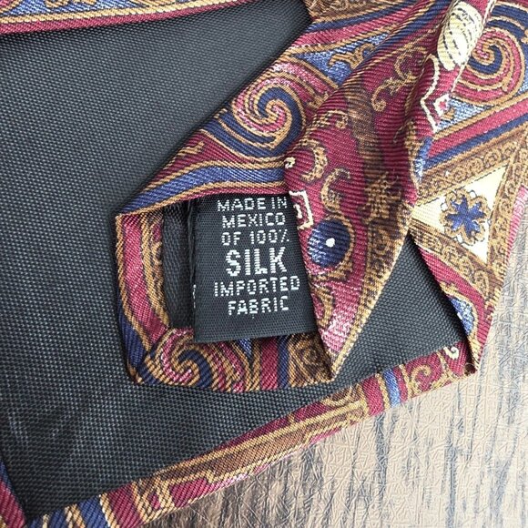 Graham Lockwood Tie Silk Red Colorful Gift Preppy Rococo Ornate Artsy Corpcore - Picture 10 of 12